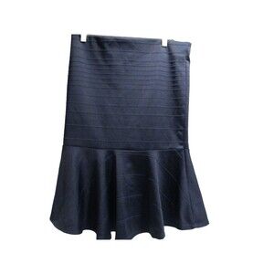 Olivia Blu Women's Ruffled Midi Skirt – Navy Blue – Size Small – Pre-Owned